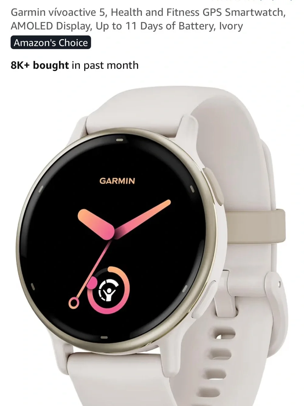 garmin vívoactive 5 Smartwatch – Ivory Band with Gold Bezel
